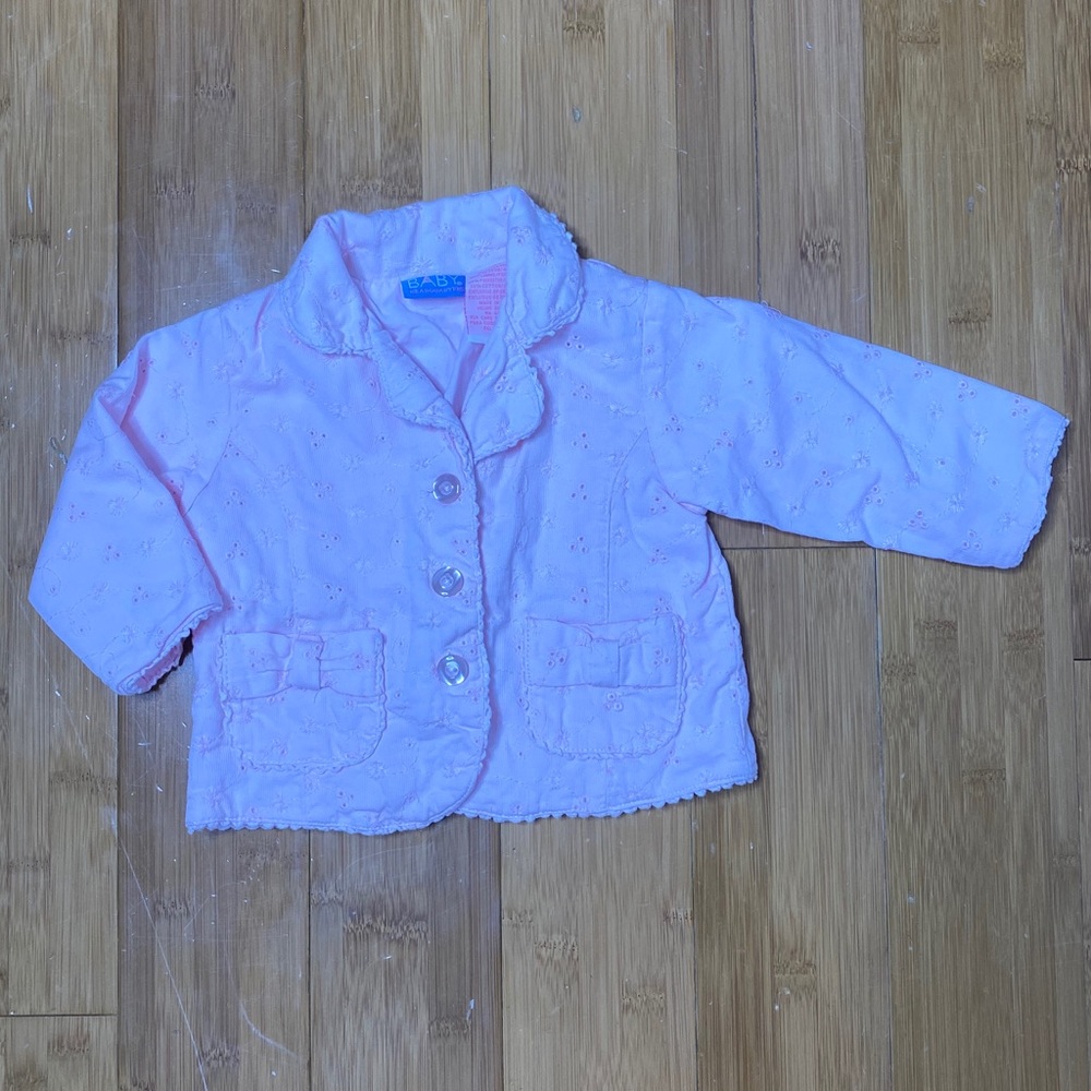 Baby Headquarters eyelet jacket pink 12M